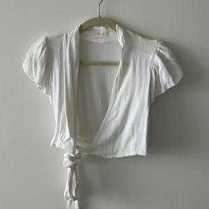 Chloe white wrap crop top